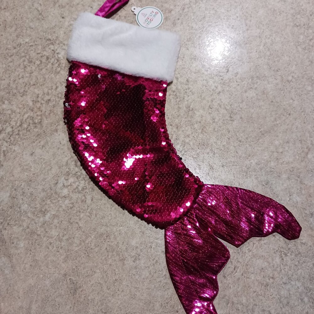 Mermaid sequined Christmas stocking